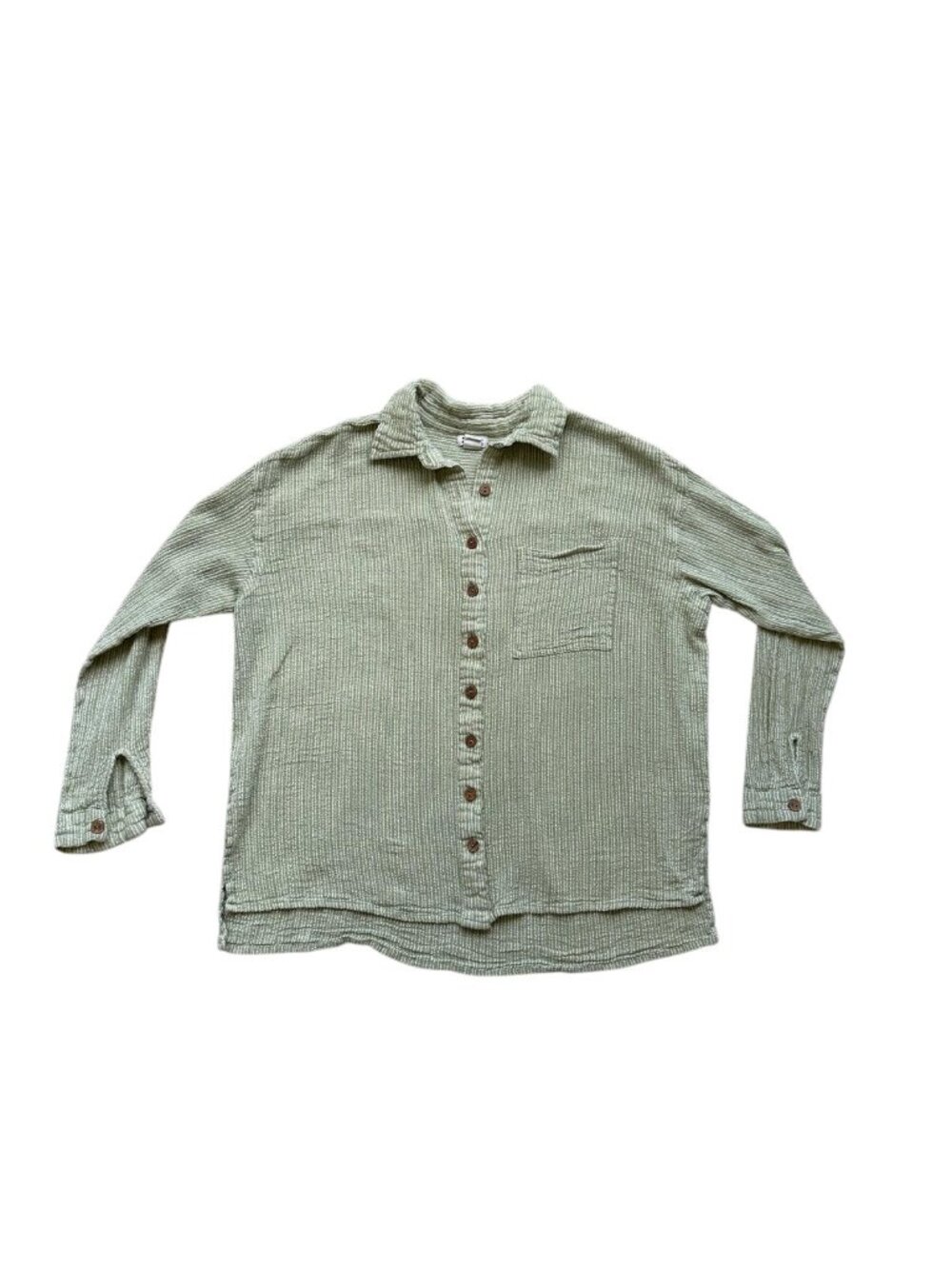 Billabong S/P Sage Green Textured Button Down Shirt Boho.